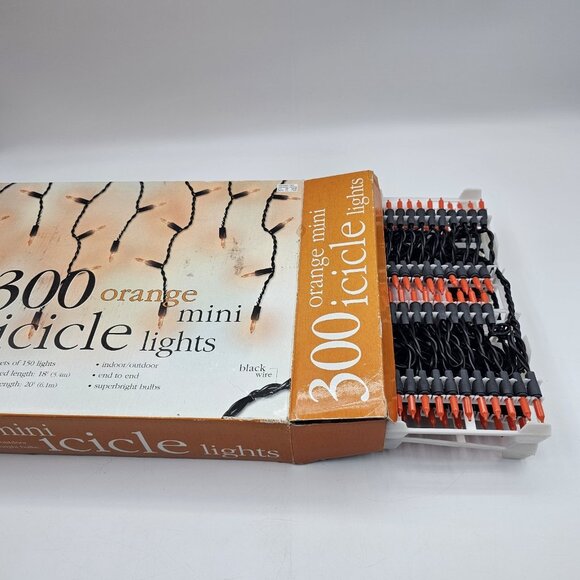 Orange Mini Icicle Christmas Lights 300 Mini Bulbs Indoor Outdoor 18 in OPEN BOX - Picture 8 of 10